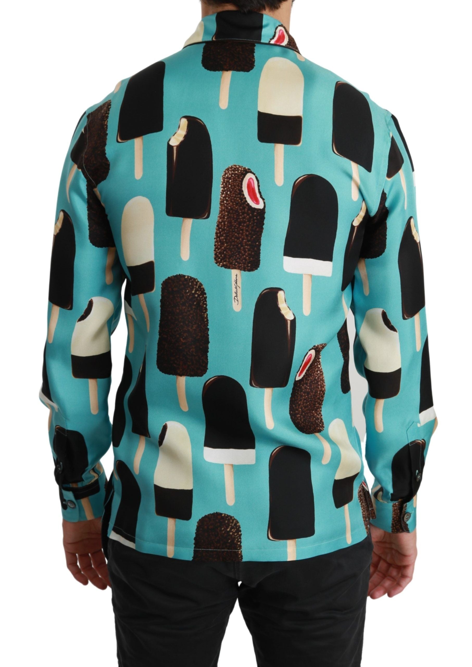 Dolce & Gabbana Exclusive ice cream print silk blend shirt